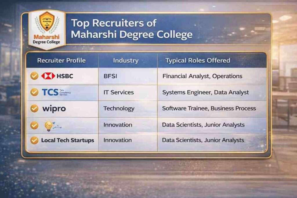 Top Recruiters at Maharshi Degree College – Leading Degree College in Hyderabad with IT and BFSI Placements