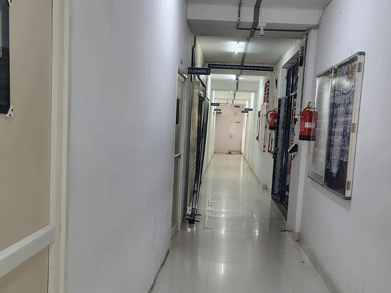 Classroom corridor of maharshi degree college